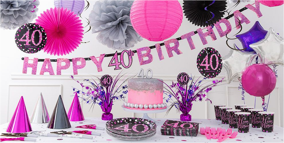 pink sparkling celebration 40th birthday party supplies