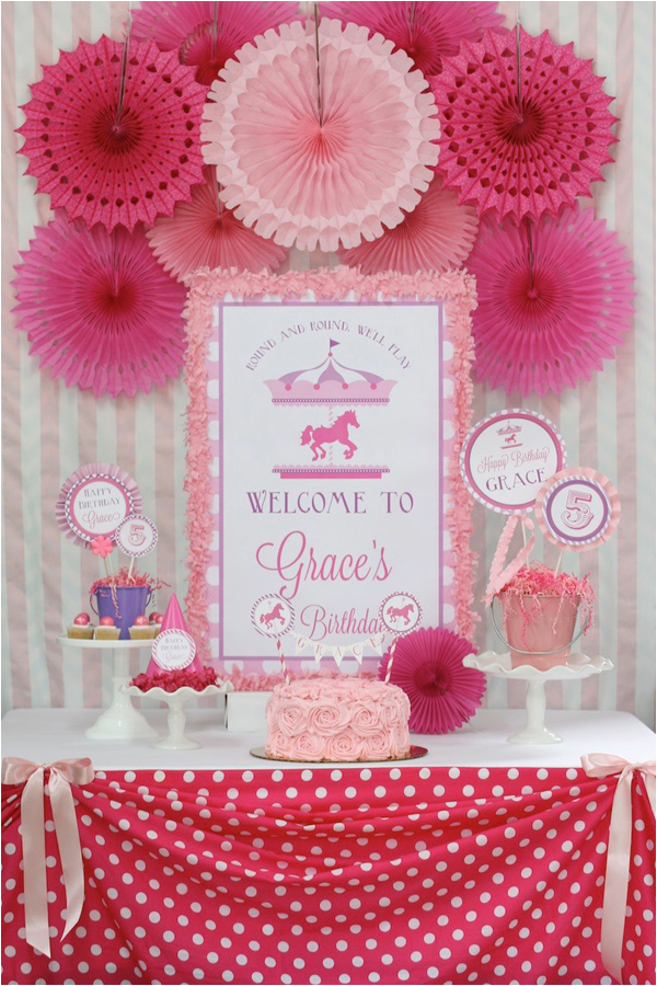 pink and purple carousel birthday party