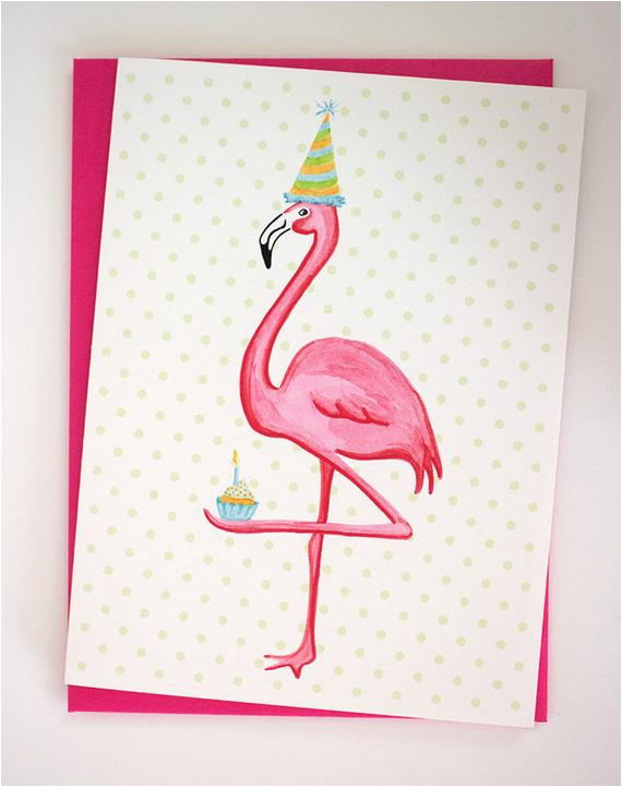 birthday greeting card pink flamingo who