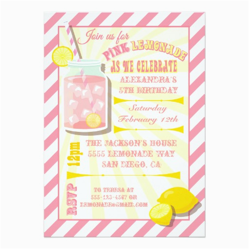 pink lemonade birthday party invitations zazzle