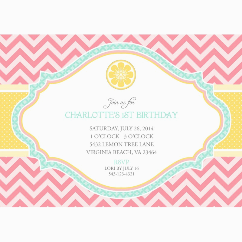 pink lemonade birthday party printable invitation