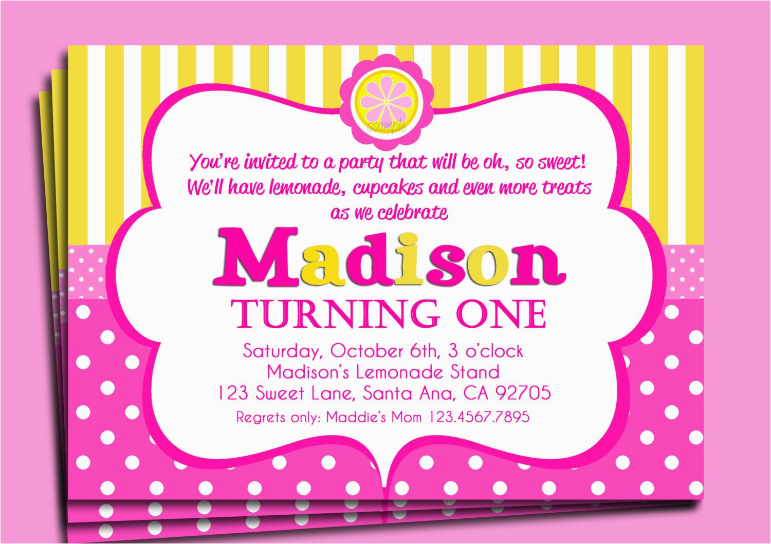 pink lemonade invitation printable or printed with free
