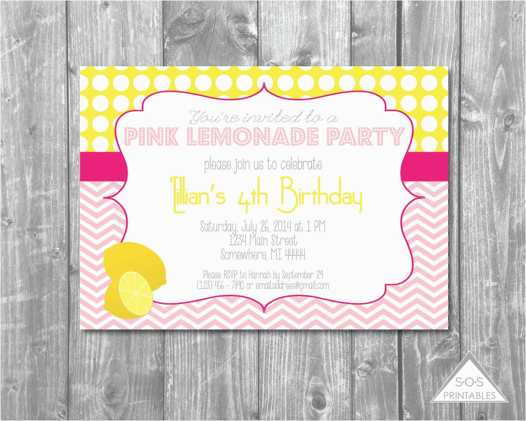 pink lemonade party invitation lemonade stand by sosprintables