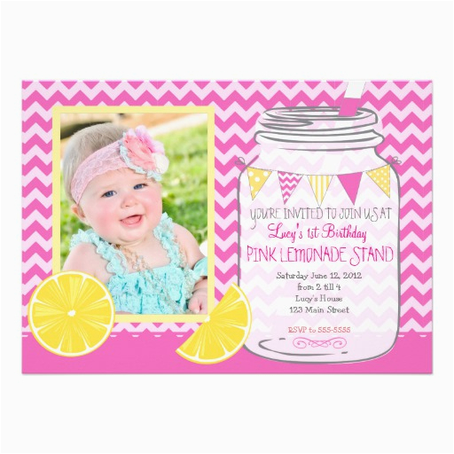 pink lemonade stand first birthday invitation zazzle
