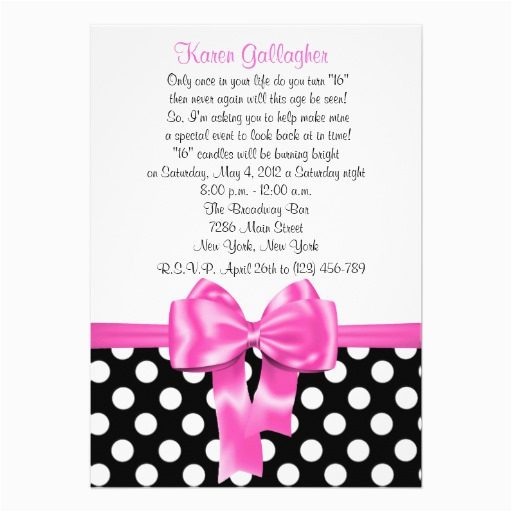 pink polka dot sweet 16 birthday invitation 161776698952001711