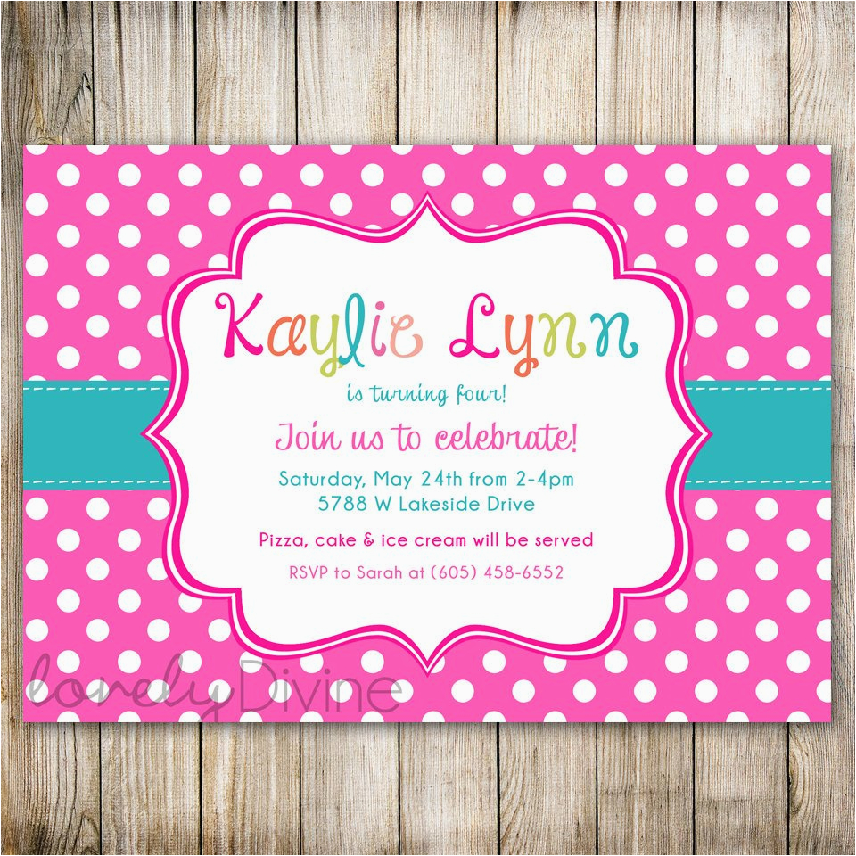 pink polka dots birthday invitation 1st