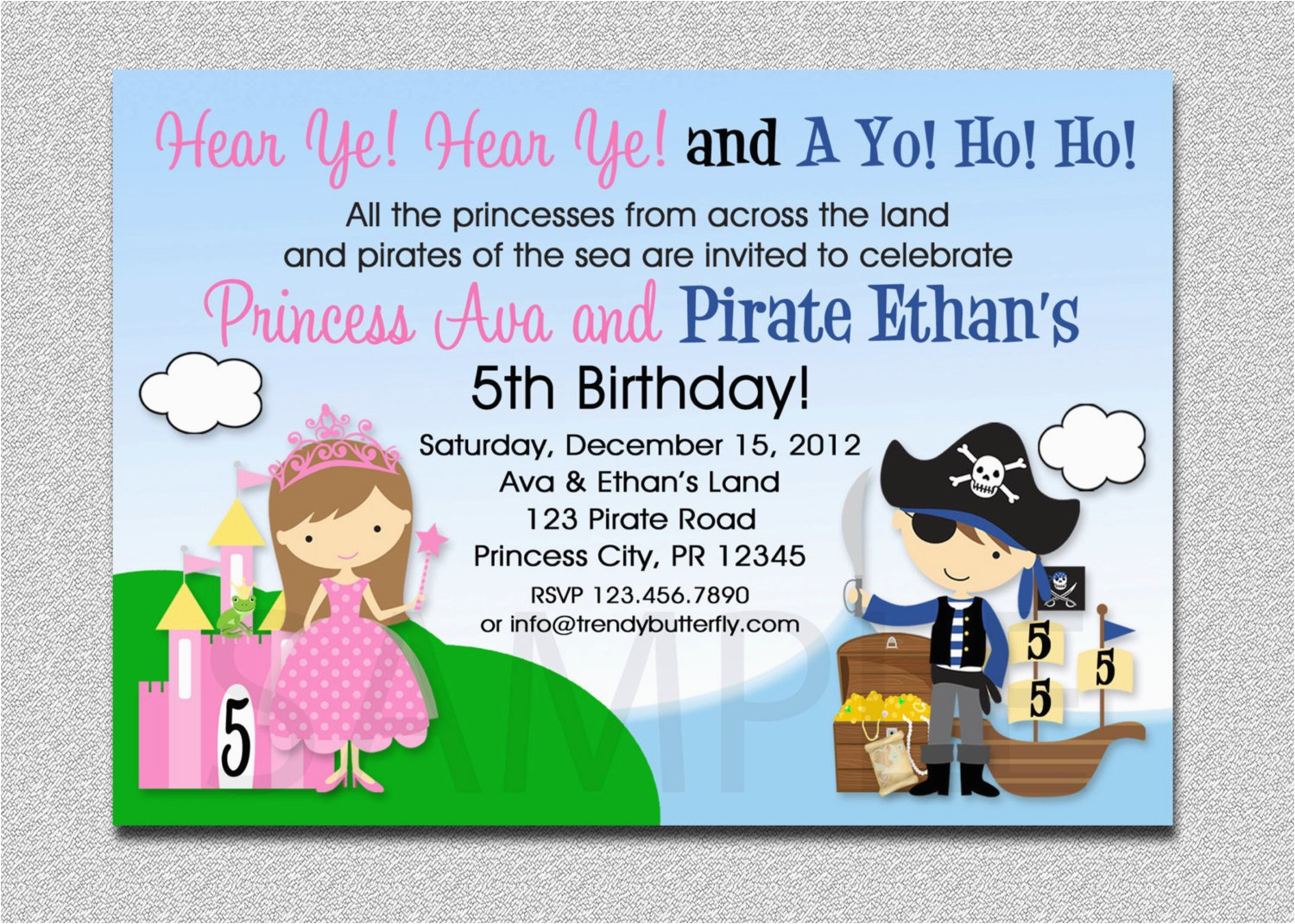 princess pirate birthday invitation princess and pirate party
