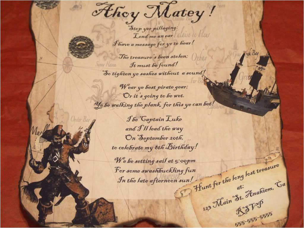 Pirate Birthday Invitation Wording Details About Pirate Birthday Party Invitations Favor
