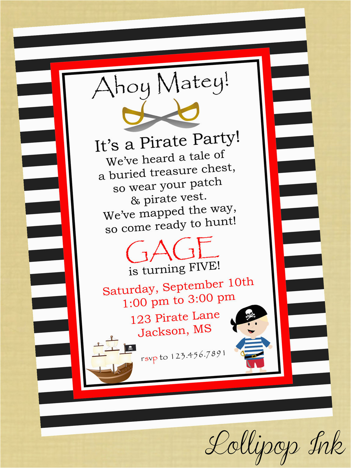 Pirate Birthday Invitation Wording Pirate Birthday Party Invitation