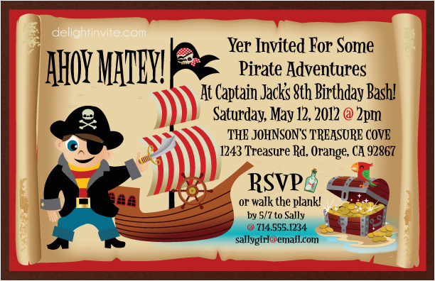 free printable pirate birthday party invitations