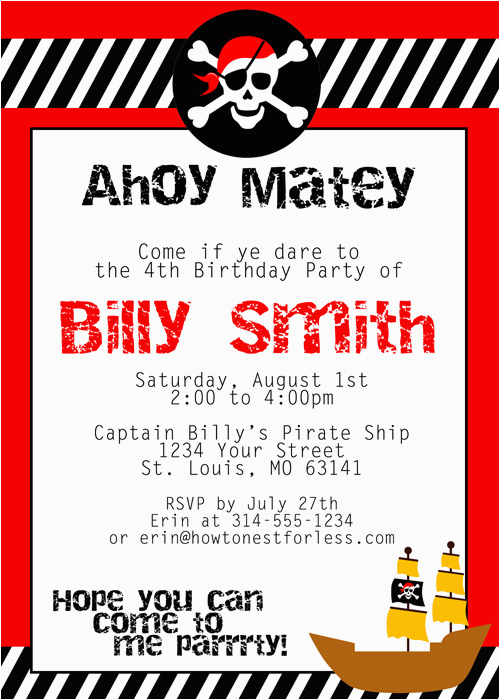 pirate birthday invitations template best template