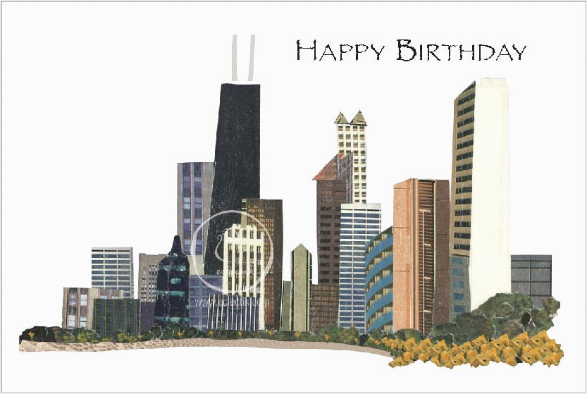 Places To Buy Birthday Cards Near Me Happy Birthday Chicago Skyline 