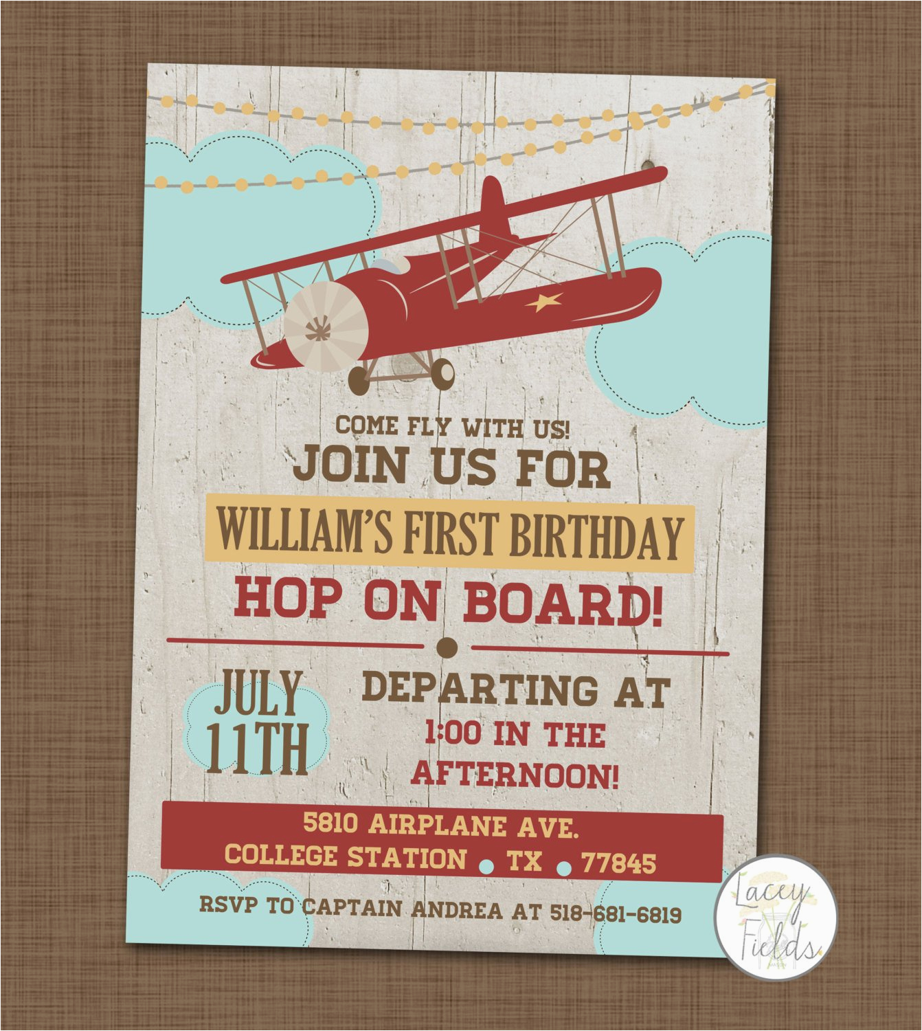 airplane birthday party invitation first birthday by