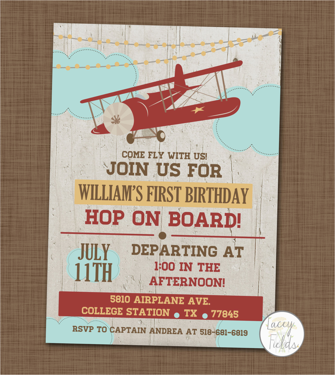 airplane birthday party invitation first