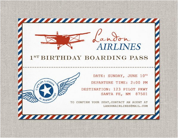vintage airplane birthday invitation