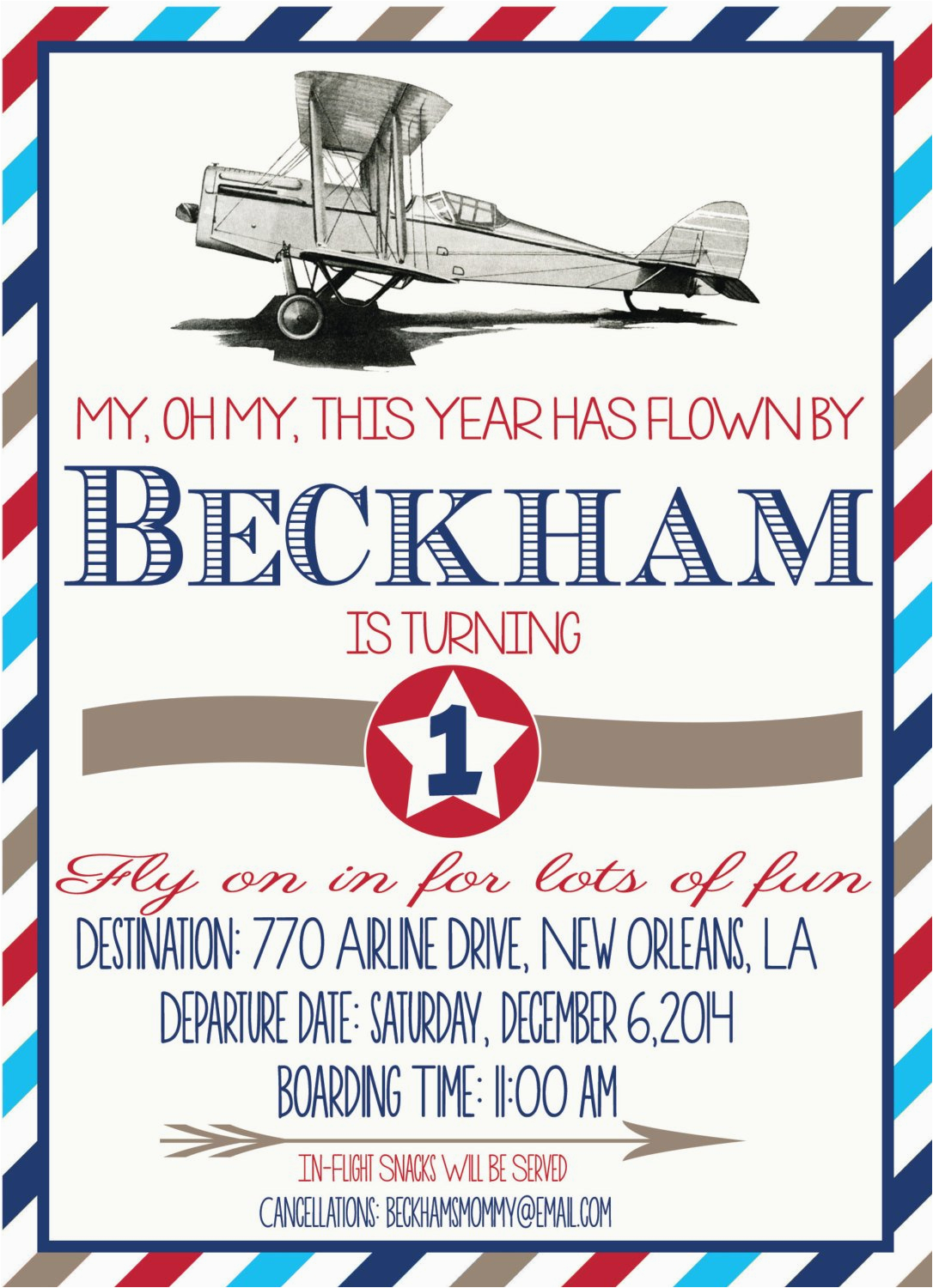 vintage airplane birthday invitation