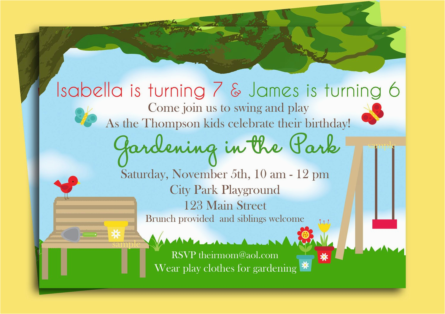 park playground birthday invitation