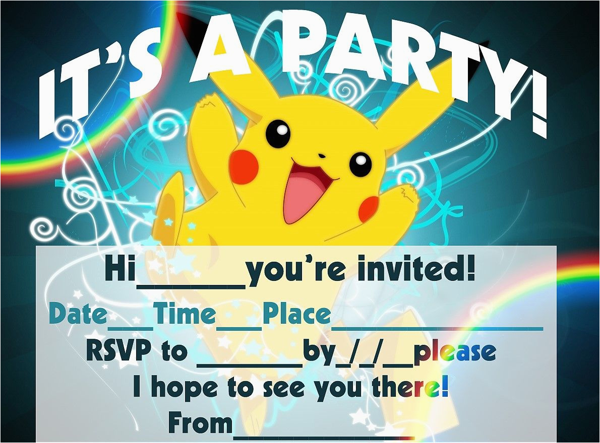 Pokemon Birthday Invitation Templates Free Pokemon Birthday Invitation
