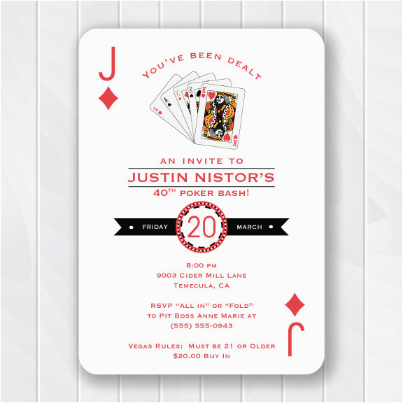 casino invitation poker birthday party
