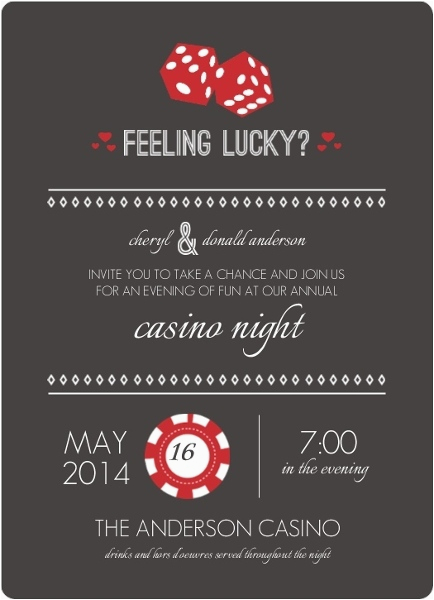 red and gray feeling lucky dice poker night invitation