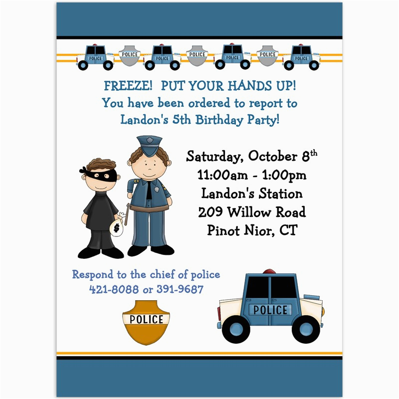 police birthday invitations birthday party invitation