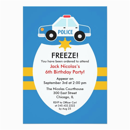 police birthday party invitation zazzle com