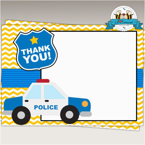police birthday party printable thank you cards