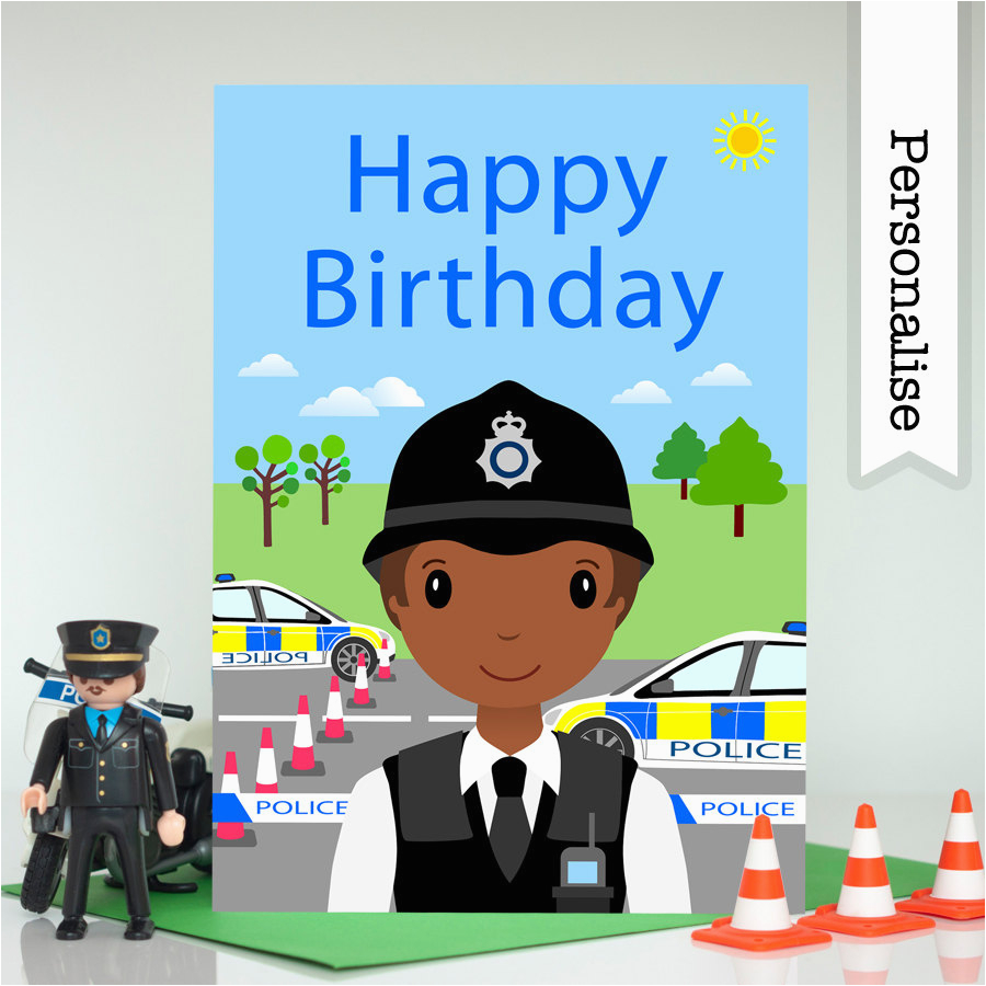 Police Birthday Cards Police Officer Firefighter Birthday Card Personalised Kids