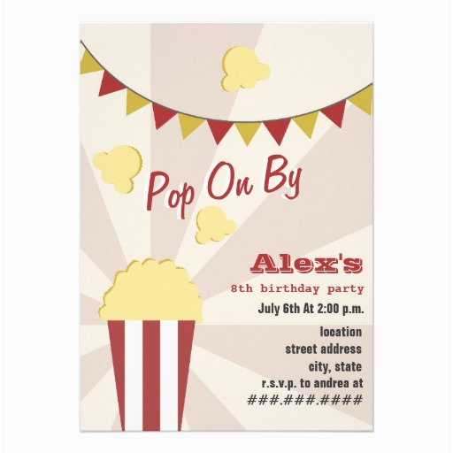 popcorn carnival birthday party invitation 161871438401305074