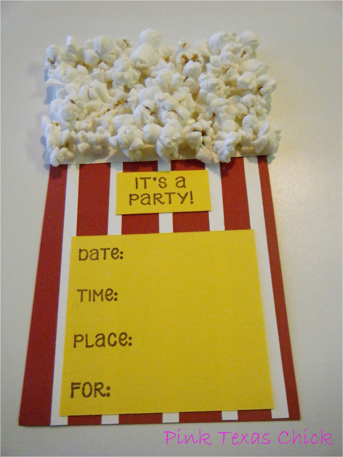 movie popcorn theme party invitations