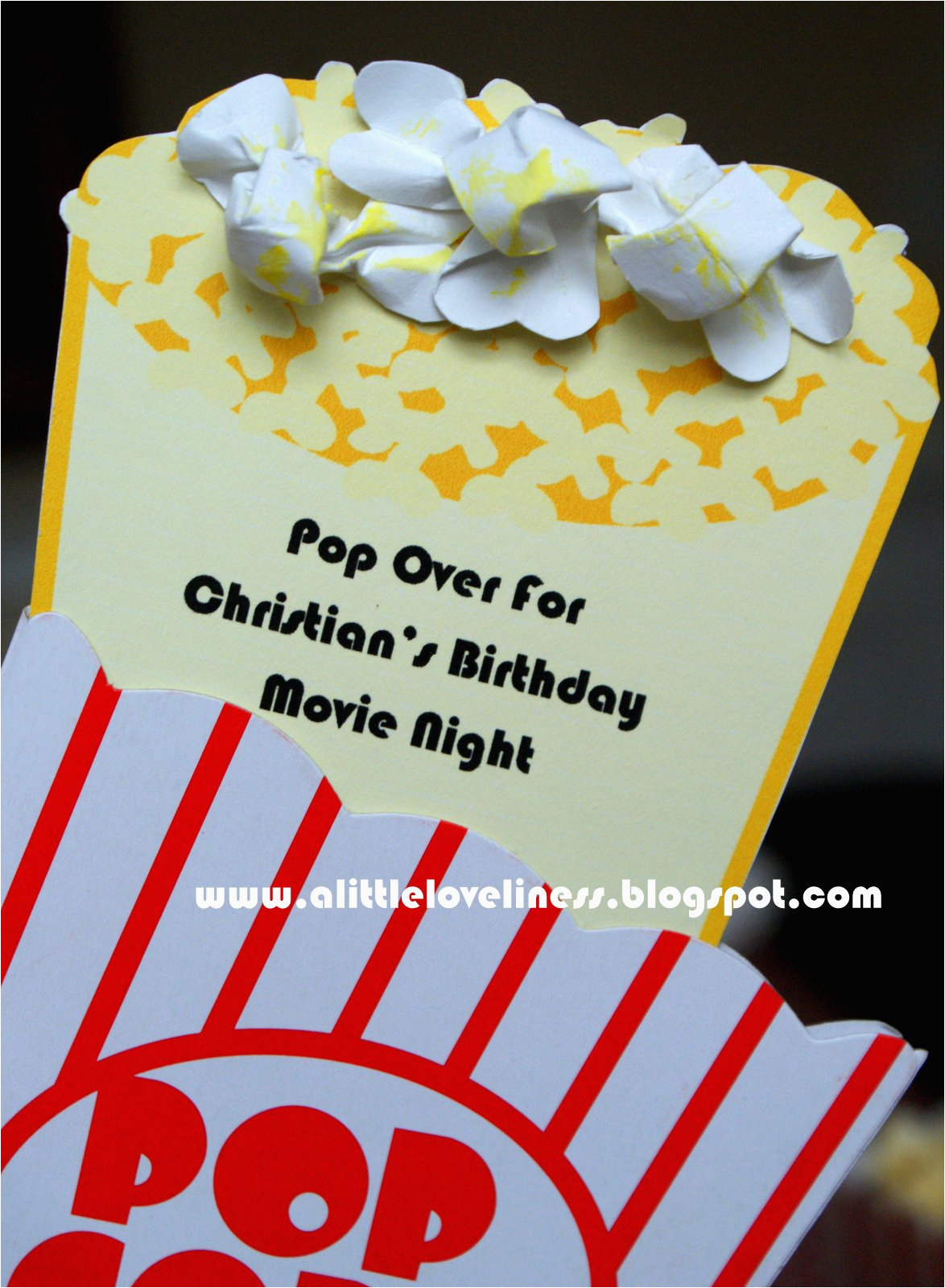Popcorn Birthday Party Invitations A Little Loveliness Popcorn Movie Party Invitation Tutorial