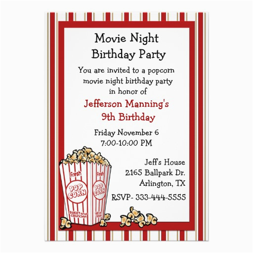 fun popcorn birthday party invitation 161934444183313641