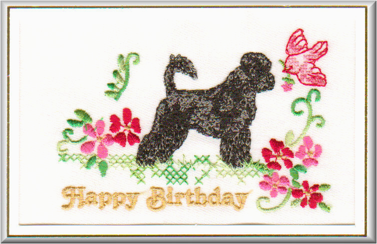 bportuguese water dog birthday card embroidered by dogmania 8 x 6 g6194b 21202 p