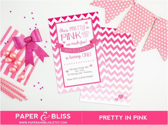pretty in pink birthday invitation