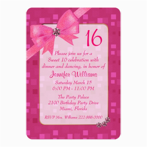 pretty in pink sweet 16 birthday party invitation 161297135588954914