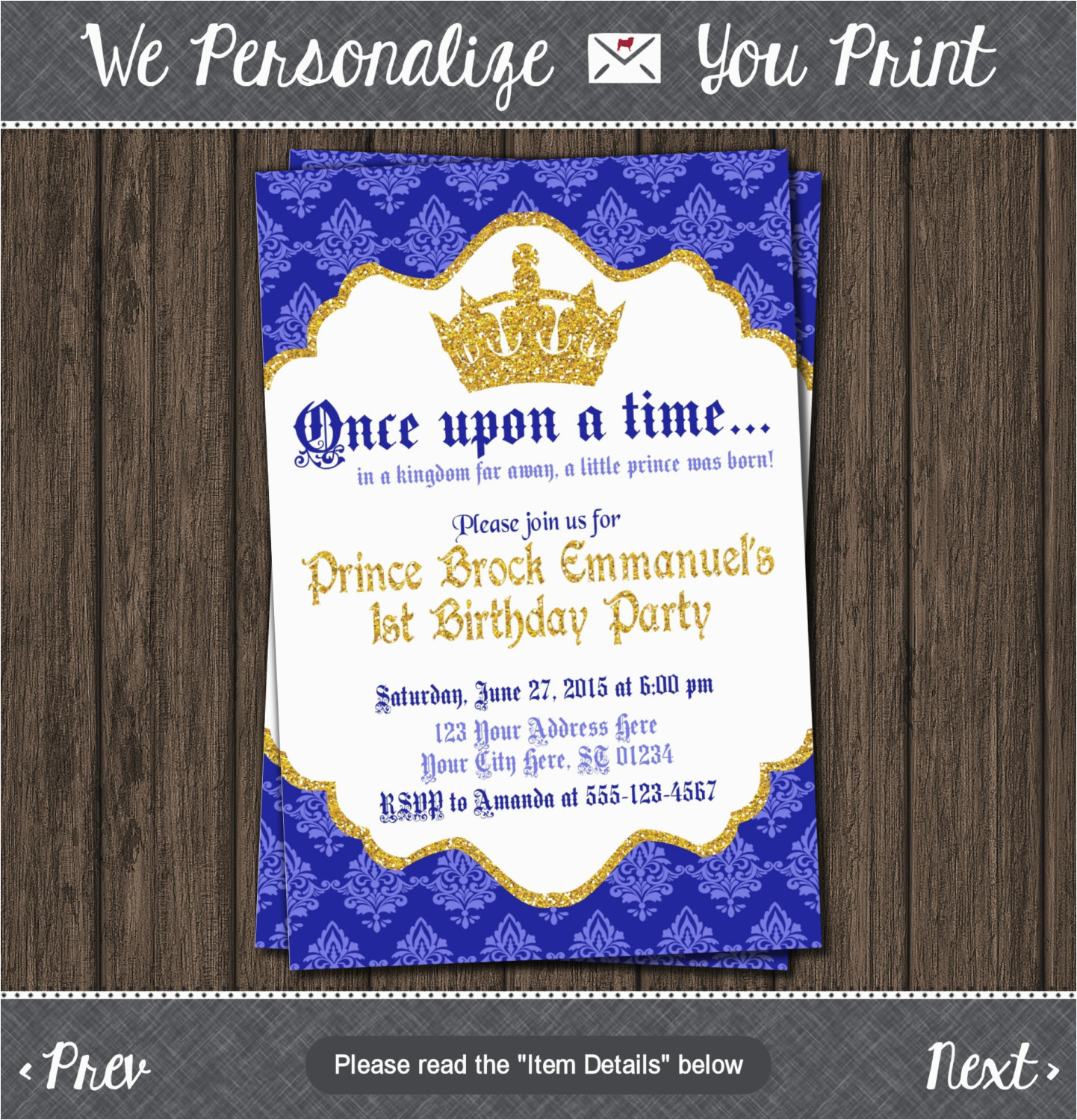 prince birthday invitation first