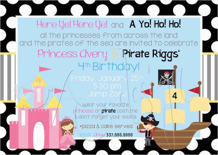 pirate and princess party invitation free