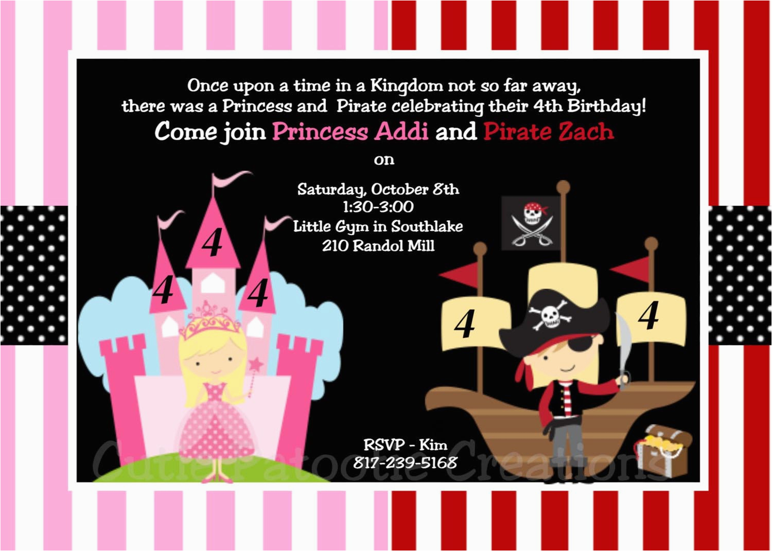 pirate and princess party invitations template