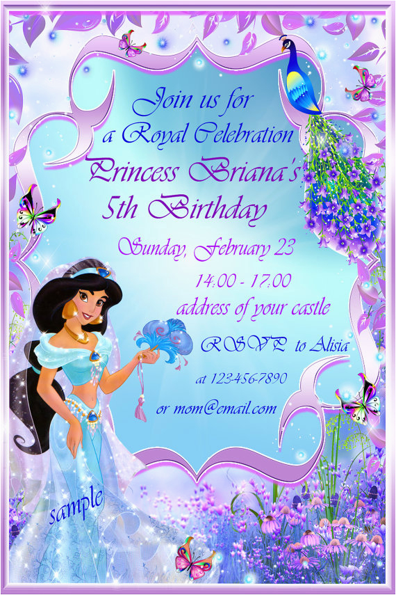 Princess Jasmine Birthday Party Invitations Princess Jasmine Birthday Party Invitation Ideas