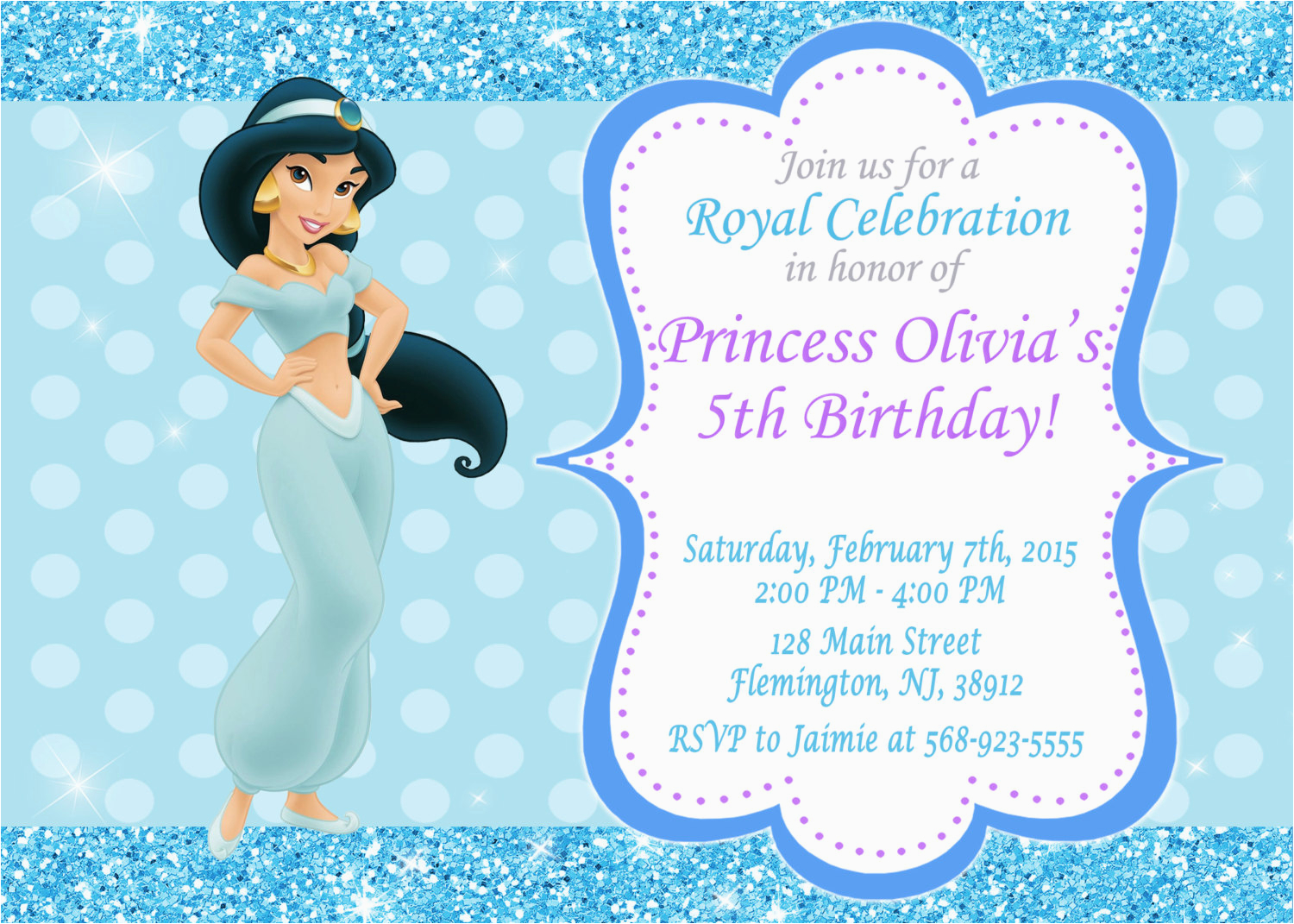 princess jasmine invitation birthday