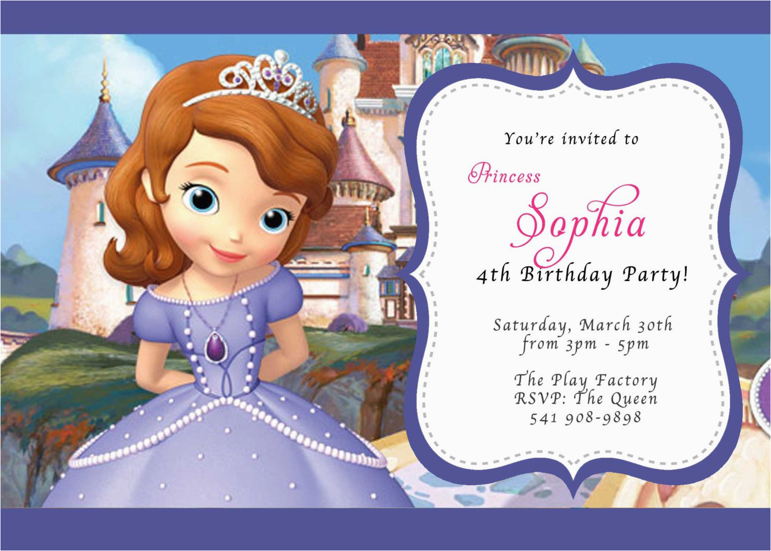 sofia the first birthday party invitations