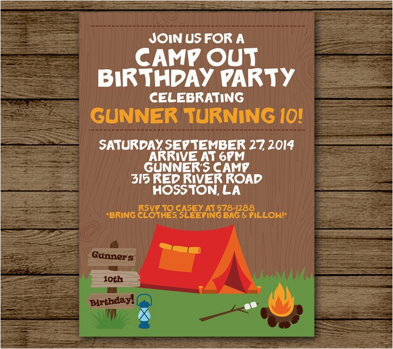 camp out birthday invitation camping birthday party