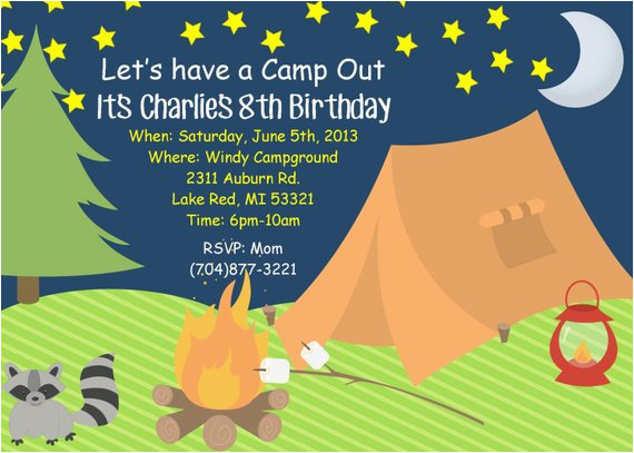 camp out birthday invitations printable party