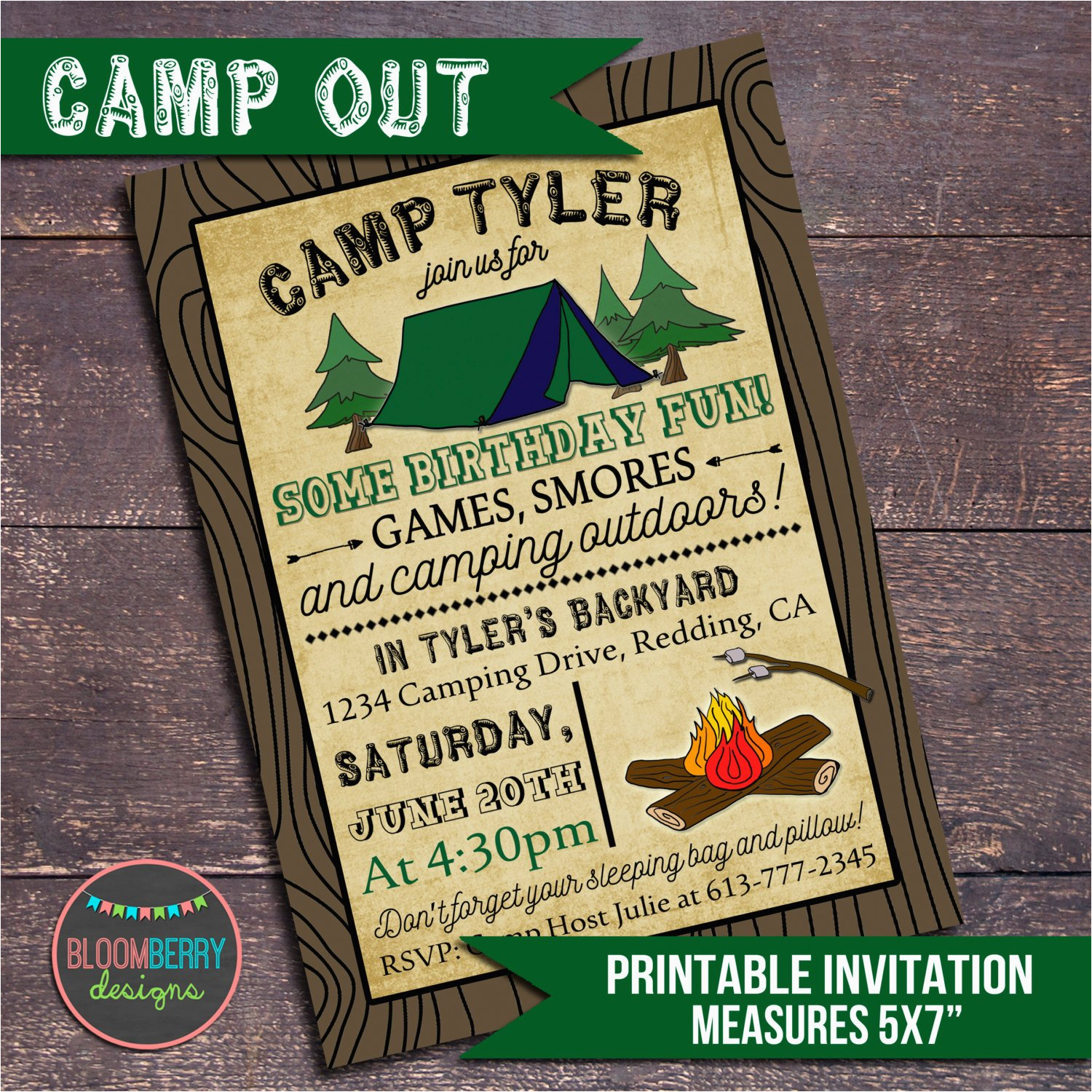 camping party invitation campout party invitation printable