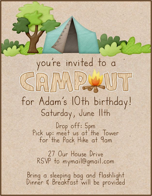 campout birthday invitation party ideas pinterest