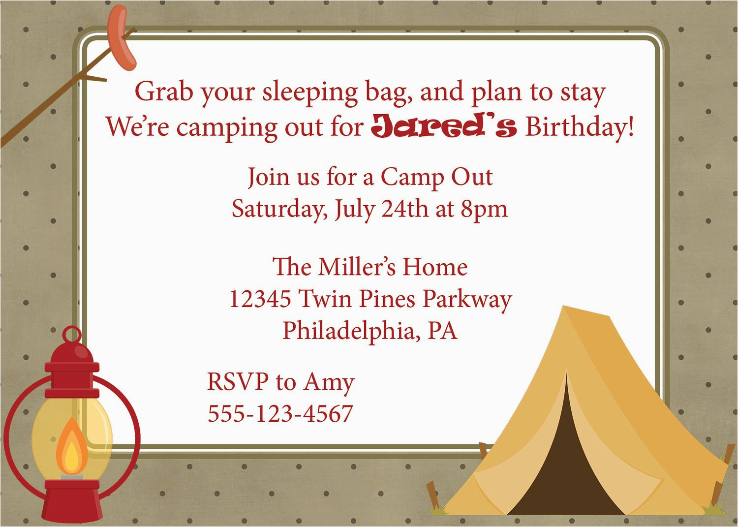 campout invitation camping camp out invite diy printable boys