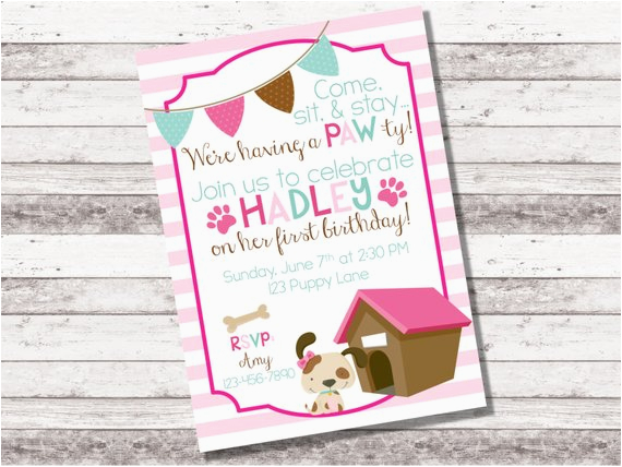 girl 39 s puppy birthday invitation 1st 2nd birthday