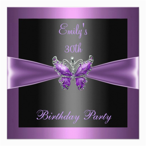 30th birthday invitations purple trail