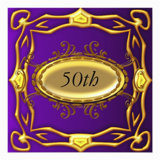 purple and gold 50th birthday invitation 161127722213256477