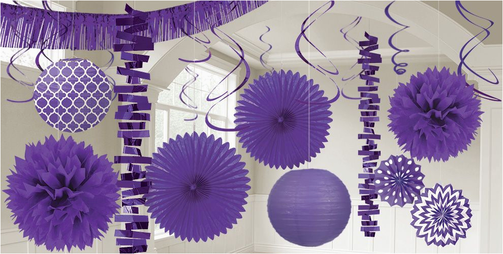 Purple and White Birthday Decorations Purple Decorations Purple Balloons Banners Confetti